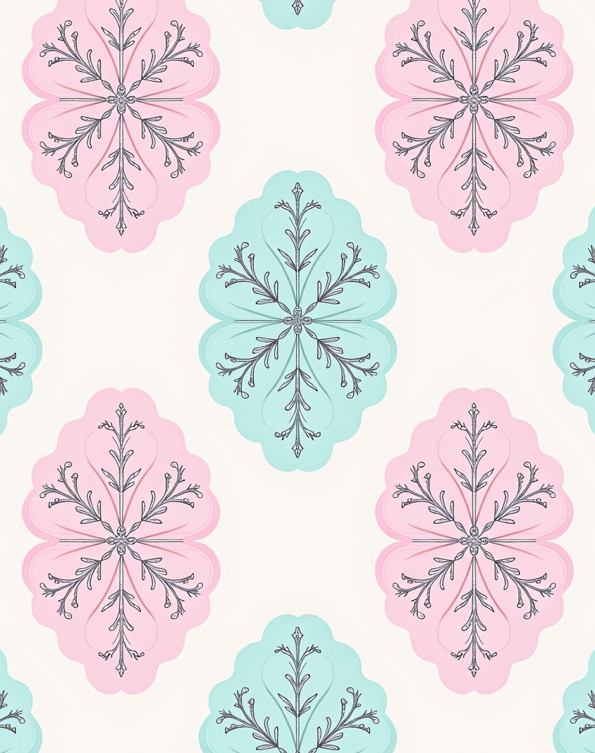 Pastel Pink Blue Floral Medallion Rug