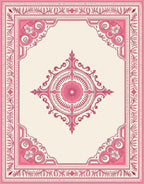 Ornate Rose Pink Medallion Border Rug