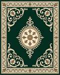 Rich Emerald Green Floral Scroll Rug