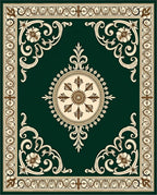 Rich Emerald Green Floral Scroll Rug