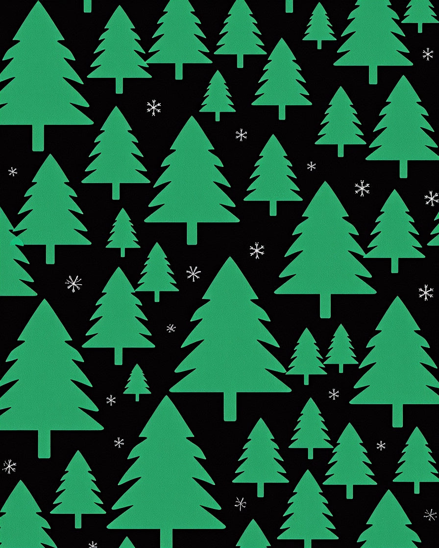Forest Green Festive Winter Trees Rug