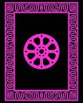Vibrant Pink Geometric Circular Frame Rug