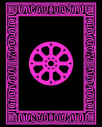 Vibrant Pink Geometric Circular Frame Rug