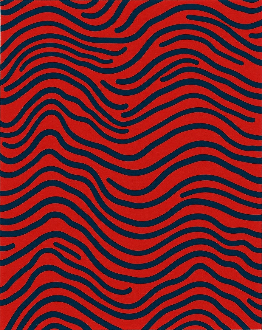 Crimson Navy Wave Lines Rug