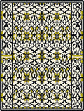 Black Gold Intricate Floral Lattice Art Rug