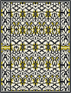Black Gold Intricate Floral Lattice Art Rug