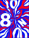 White Bold Numbers Red Blue Swirl Rug
