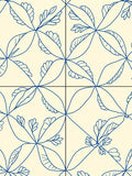 Cream Blue Botanical Petal Arrangement Rug