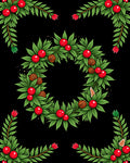 Green Leaf Red Berry Wreath Rug