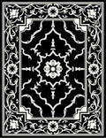 Classic Black White Floral Medallion Border Rug