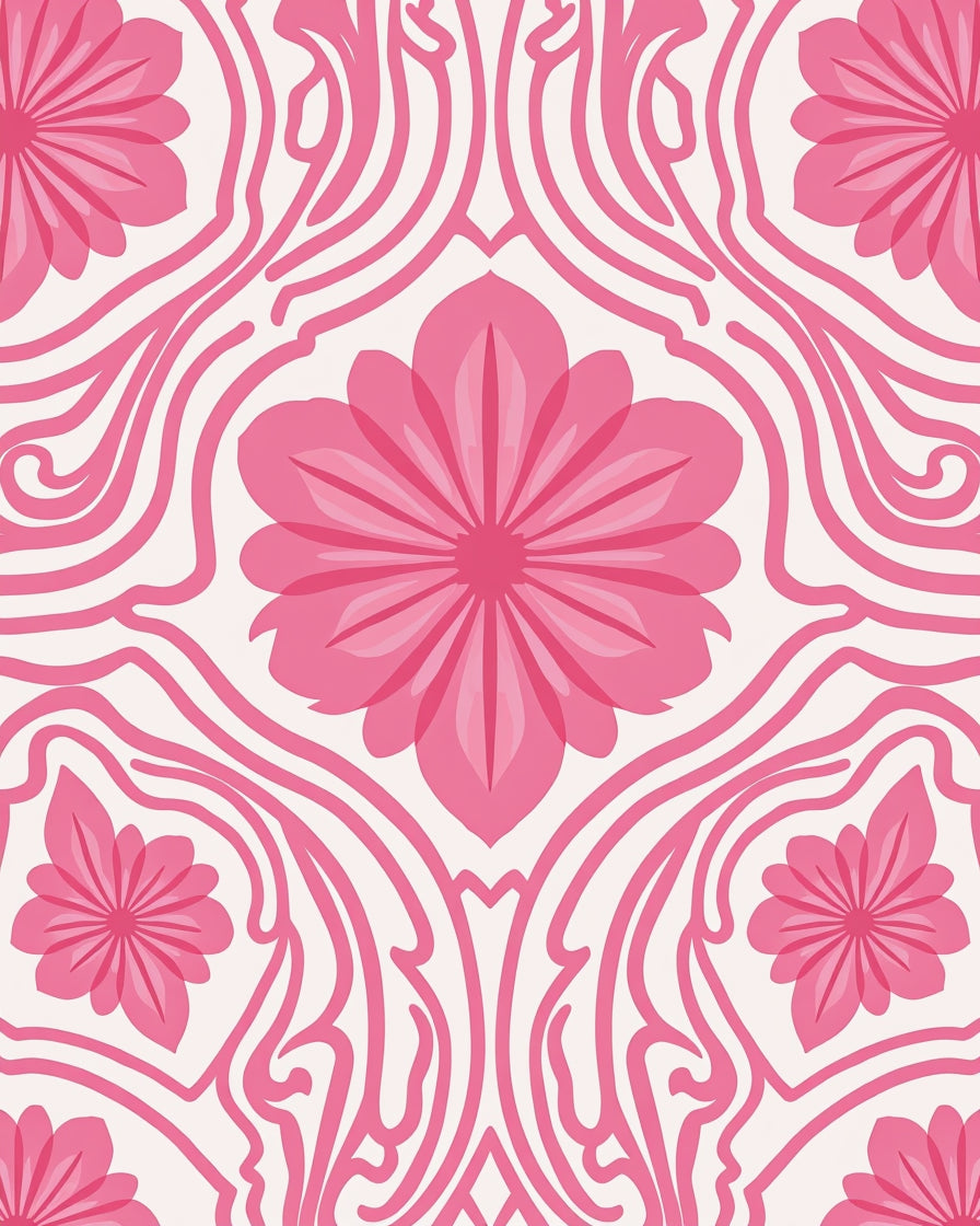 Pink Floral Art Nouveau Rug