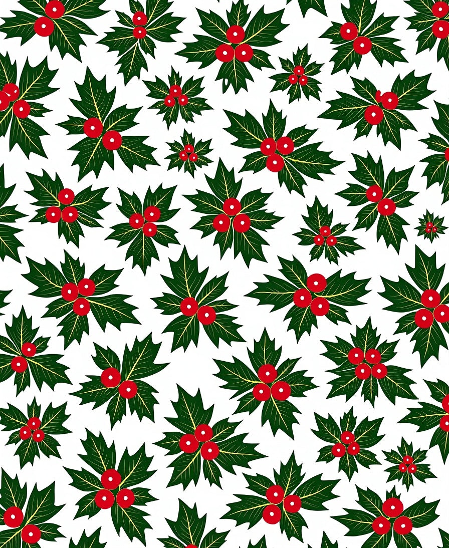 Festive Green Holly Berry Clusters Rug