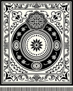 Black Cream Medallion Intricate Artwork Rug
