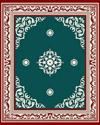 Teal Medallion Bordered Oriental Layout Rug