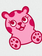 Pink Polka Dot Bear Illustration Rug