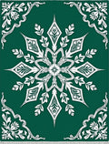 Deep Green White Scrollwork Medallion Rug
