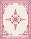 Ornate Pink Floral Medallion Border Rug