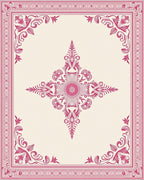 Ornate Pink Floral Medallion Border Rug
