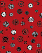 Red Steampunk Clock Medallion Collage Rug
