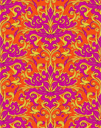 Vivid Magenta Yellow Floral Damask Rug