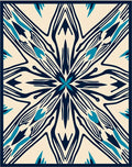 Cream and Navy Bloom Starburst Rug