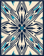 Cream and Navy Bloom Starburst Rug