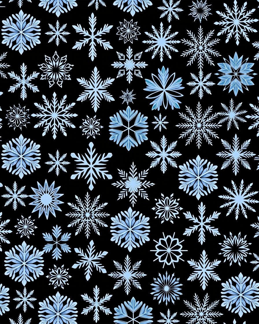 Winter Sky Blue Snowflake Collage Rug