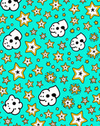 Cartoon Stars and Popcorn Teal Rug