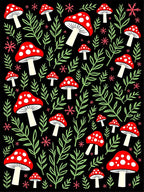 Whimsical Red Mushroom Foliage Rug
