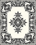 Classic Black and Cream Floral Scroll Rug