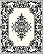 Classic Black and Cream Floral Scroll Rug