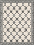 Minimalist Cream Floral Diamond Border Rug