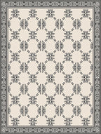 Minimalist Cream Floral Diamond Border Rug