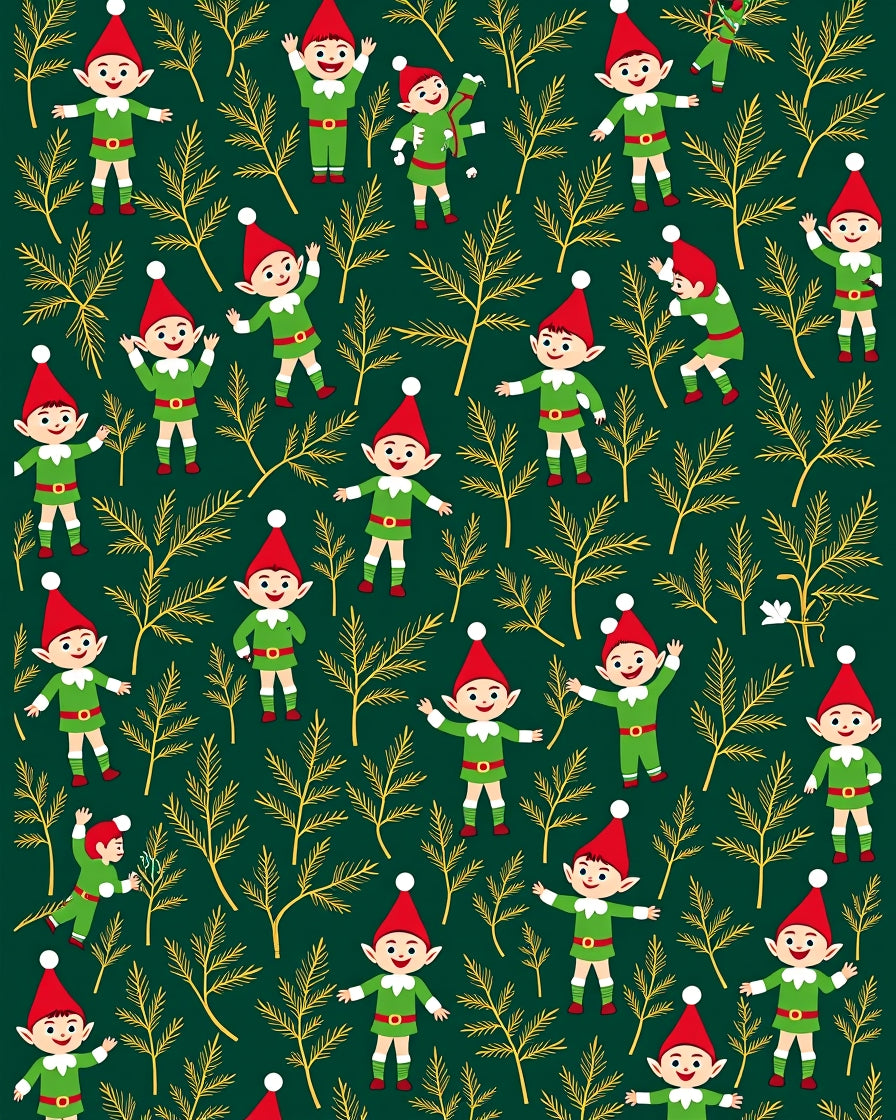 Green Elf Evergreen Whimsical Winter Scene Rug