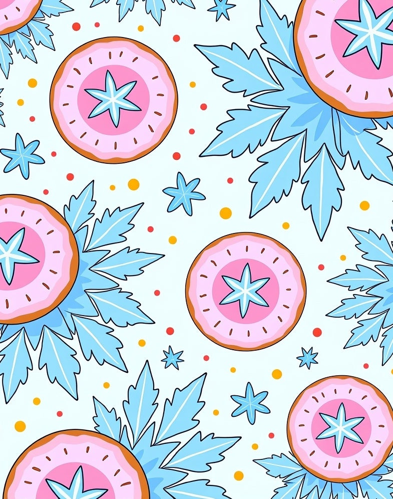 Pink Frosty Donut Snowflake Accents Rug