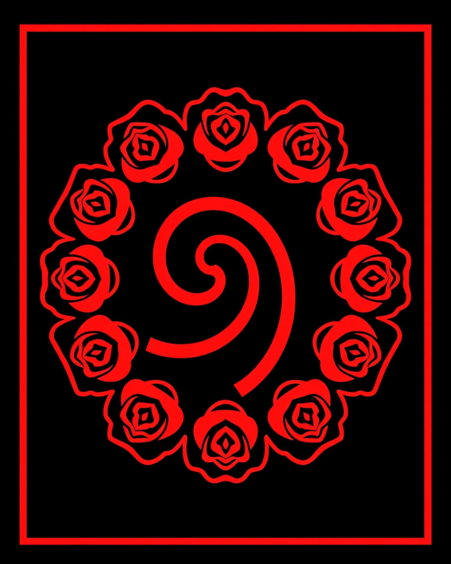 Bold Red Rose Swirl Mandala Rug