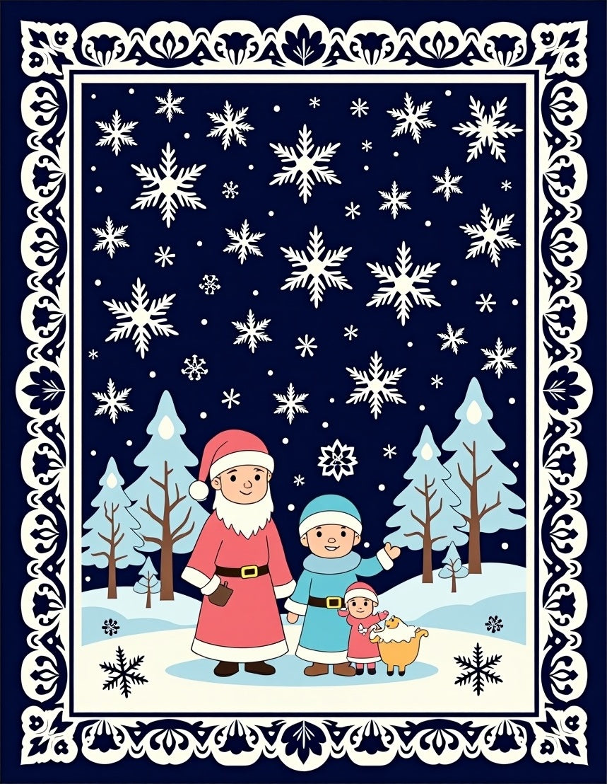 Festive Santa Snow Globe Winter Scene Rug