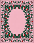 Classic Pink Holly Berry Garland Border Rug