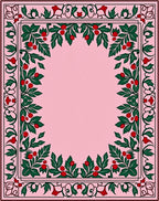 Classic Pink Holly Berry Garland Border Rug