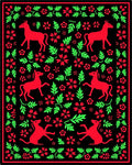 Vibrant Red Green Animal Floral Border Rug