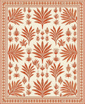 Terracotta Leaf Medallion Border Rug