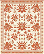 Terracotta Leaf Medallion Border Rug