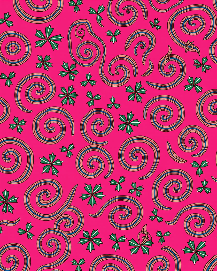 Hot Pink Swirls and Starbursts Rug