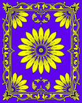 Vibrant Yellow Floral Garden Border Rug