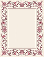 Vintage Pink Rose Scroll Border Rug