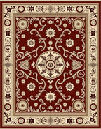 Deep Red Ornamental Bloom Rug