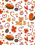 Autumn Kittens Maple Leaves Pumpkin Swirls Rug