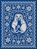 Blue Silver Festive Dog Snowflake Border Rug
