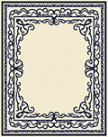 Dark Blue Ornate Scroll Border Rug