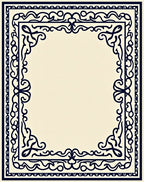 Dark Blue Ornate Scroll Border Rug
